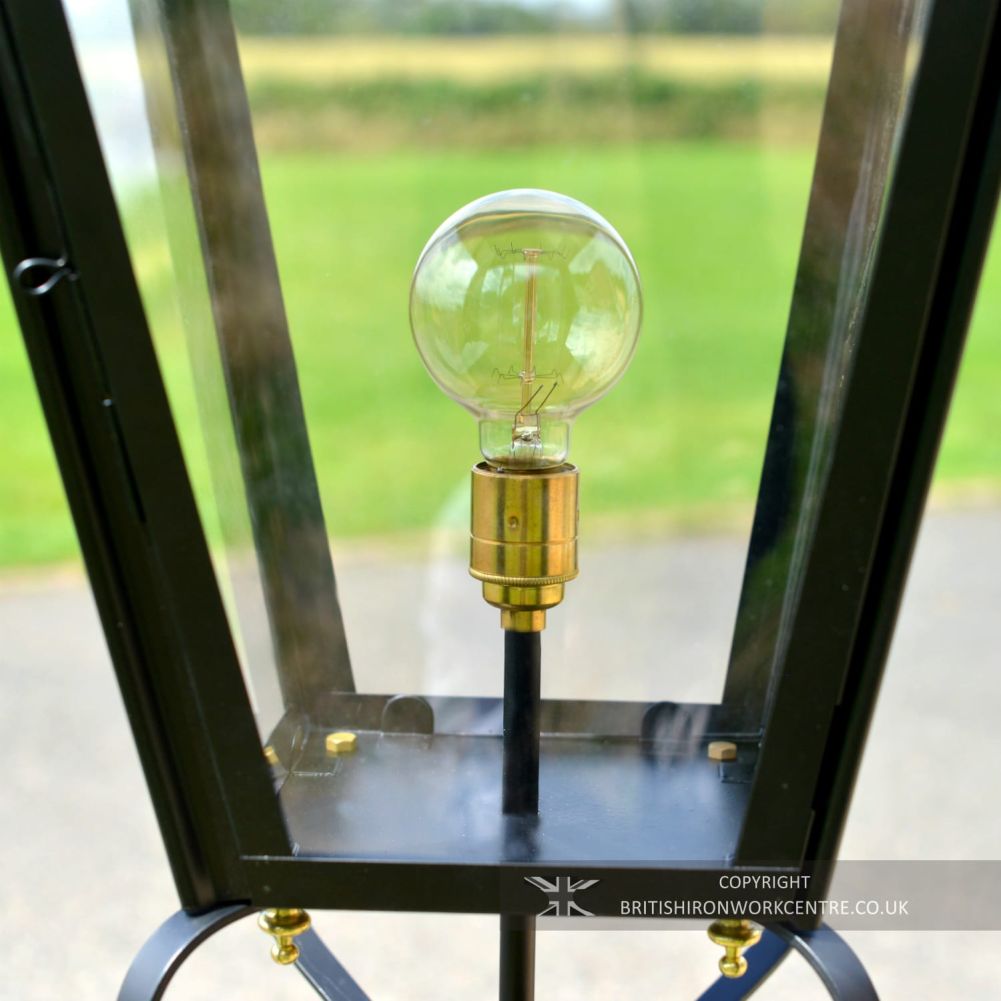 Traditional Black Victorian Pillar Lantern Set - 102cm - Light Bulb Holder