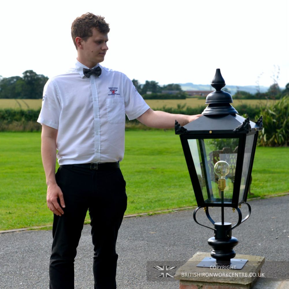Traditional Black Victorian Pillar Lantern Set - 102cm - Scale