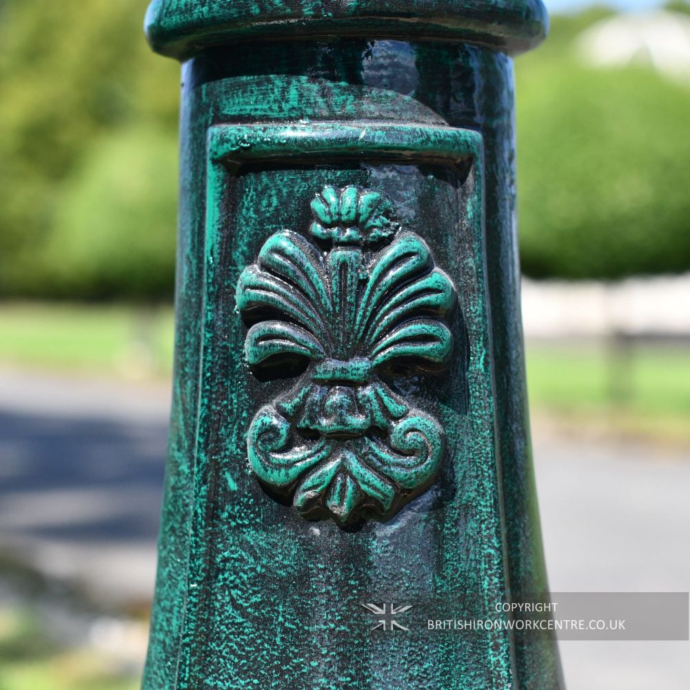 Deluxe Forest Green Ornate Cast Iron Globe Lamp Post - 3m - Post Detail