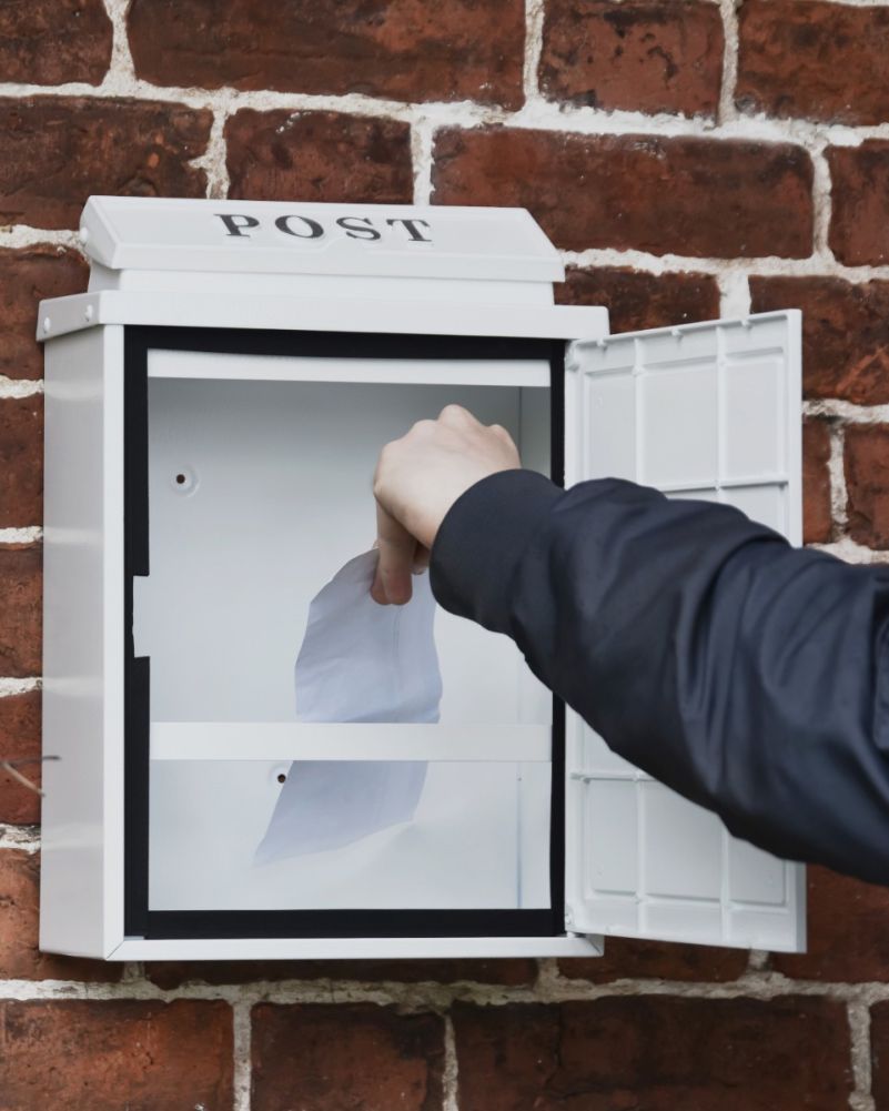 Light Stone Wall Mounted Post Box Open View