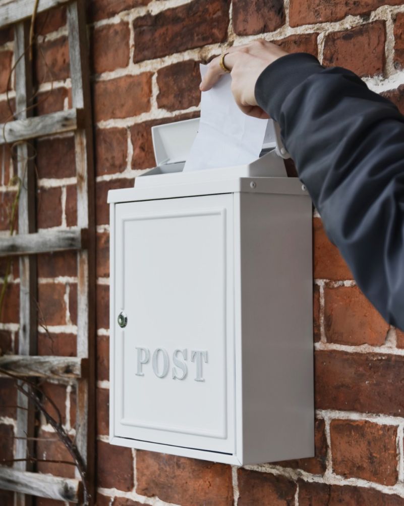 Light Stone Wall Mounted Post Box Scale View