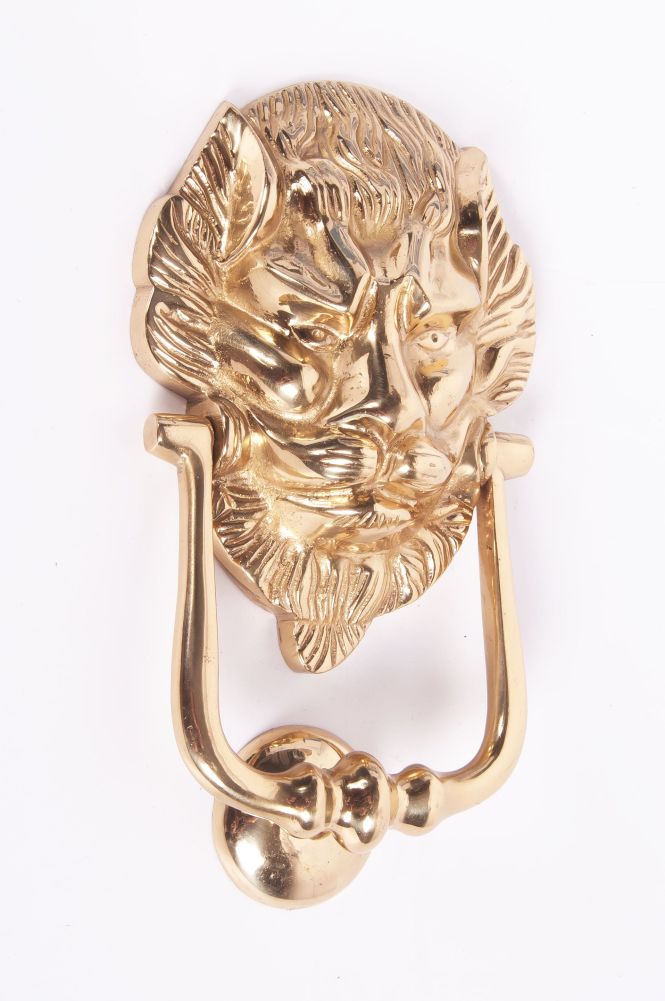 The 'Westminster' Lion Door Knocker in Polished Brass 