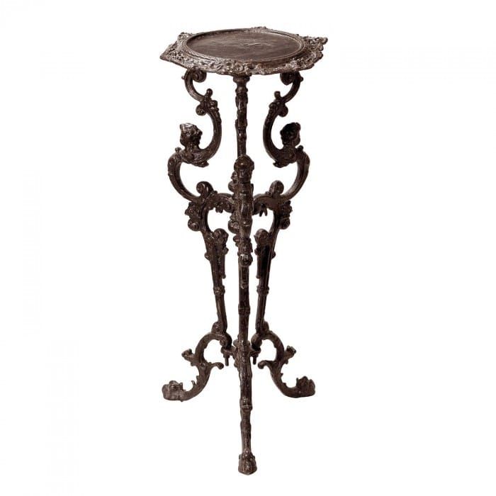 Long Gothic Cast Iron Side Table in a Rustic Finish