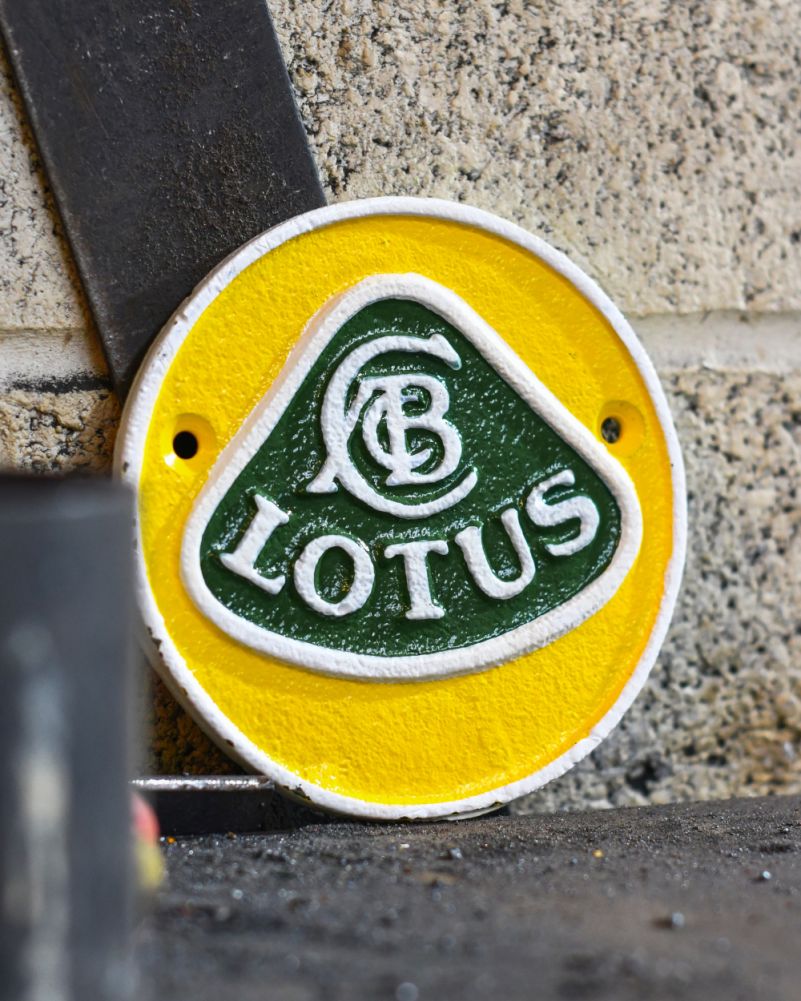 Lotus Cars Cast Iron Automobilia Sign In A Setting