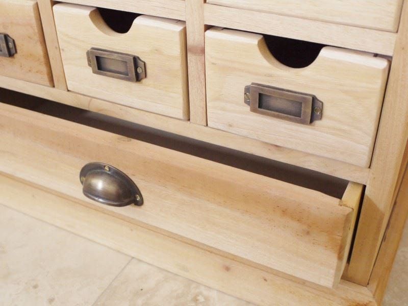 Mahogany Wood Small Draw Cabinet - Close Up of Drawers