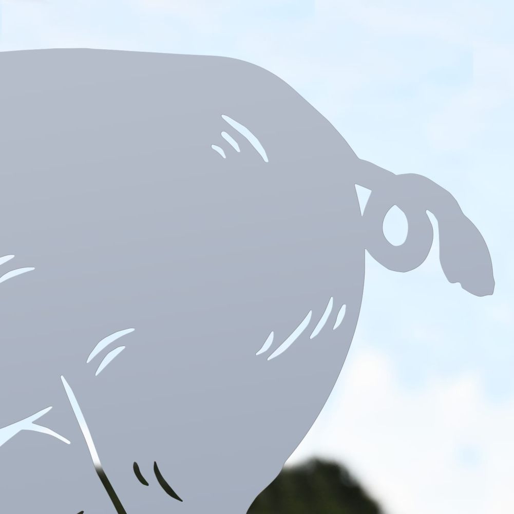 Silver Male Pig Iron Silhouette Tail Detail