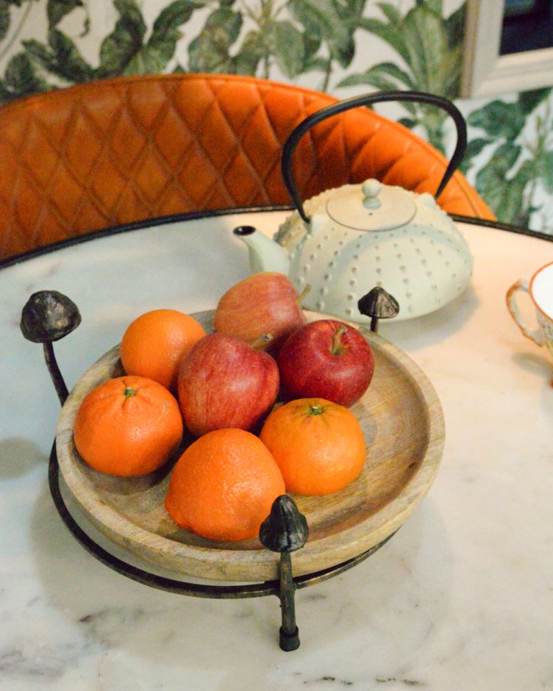 Mango Wood & Metal Bronze Toadstool Tray Above