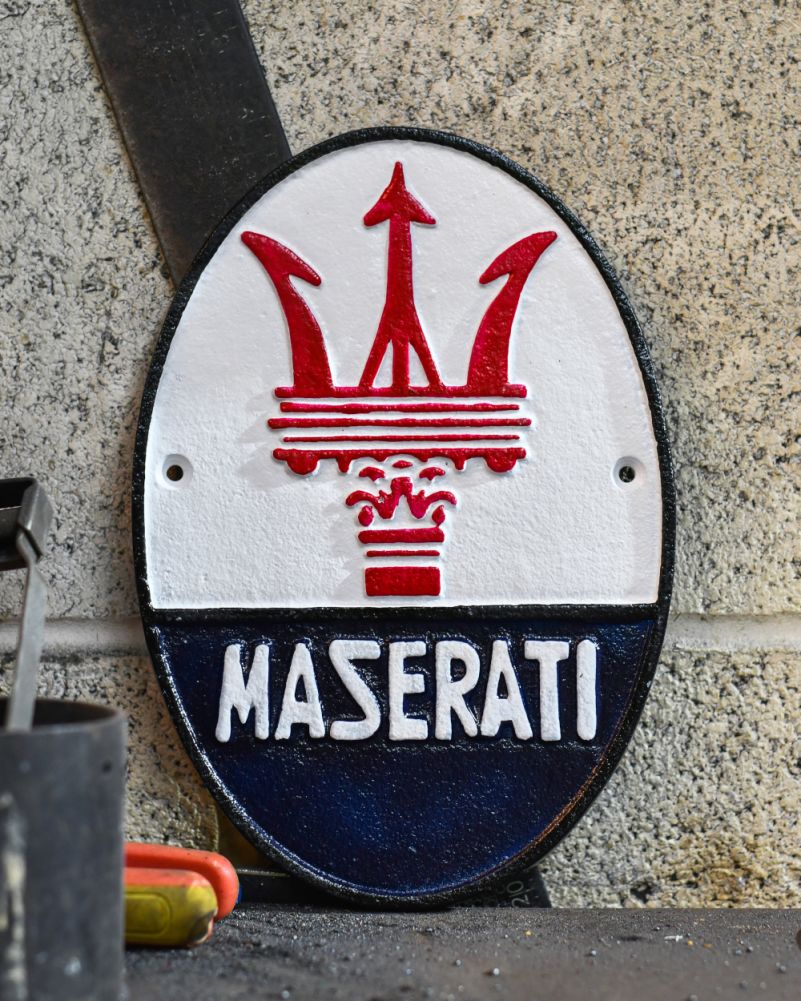 Maserati Cast Iron Automobilia Sign