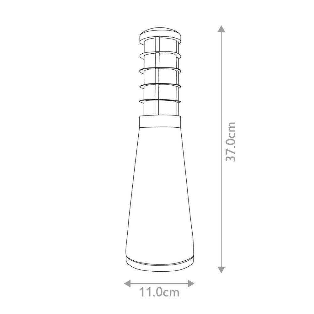 Matte Silver 'Odell' Contemporary Four Ring Bollard Light Dimensions
