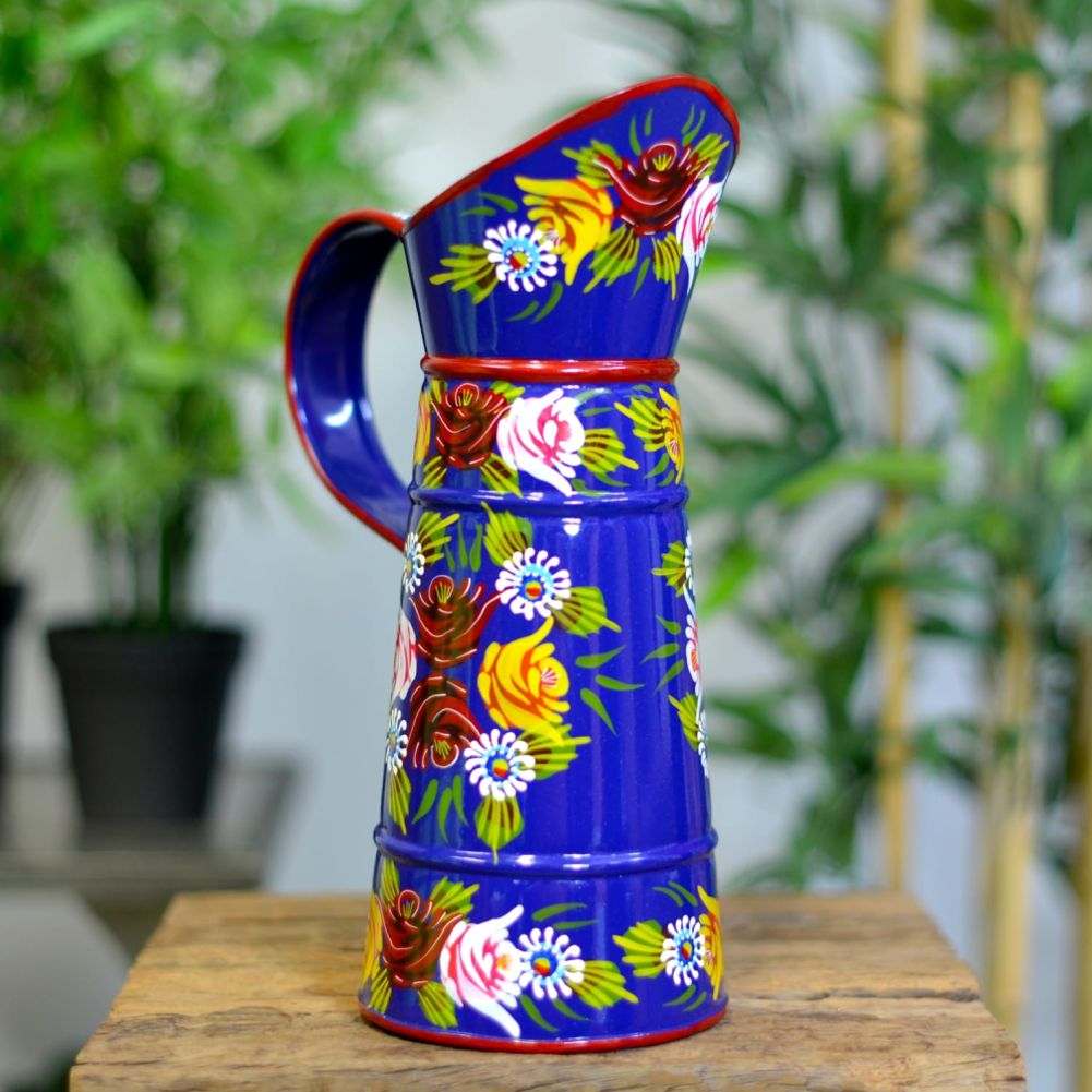 Small Blue Traditional Hand Painted Narrowboat Style Jug 