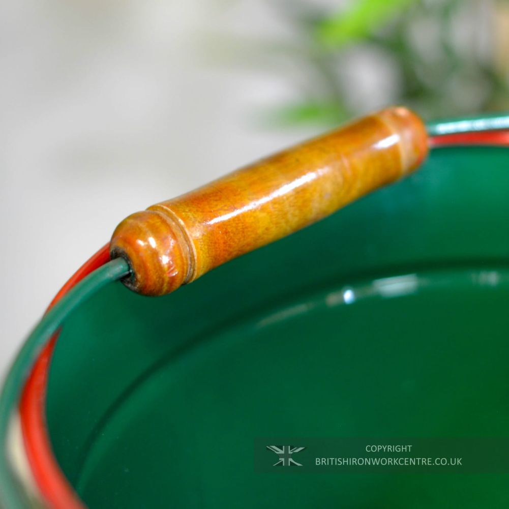 30cm Tall Hand Painted Green Narrowboat Bucket