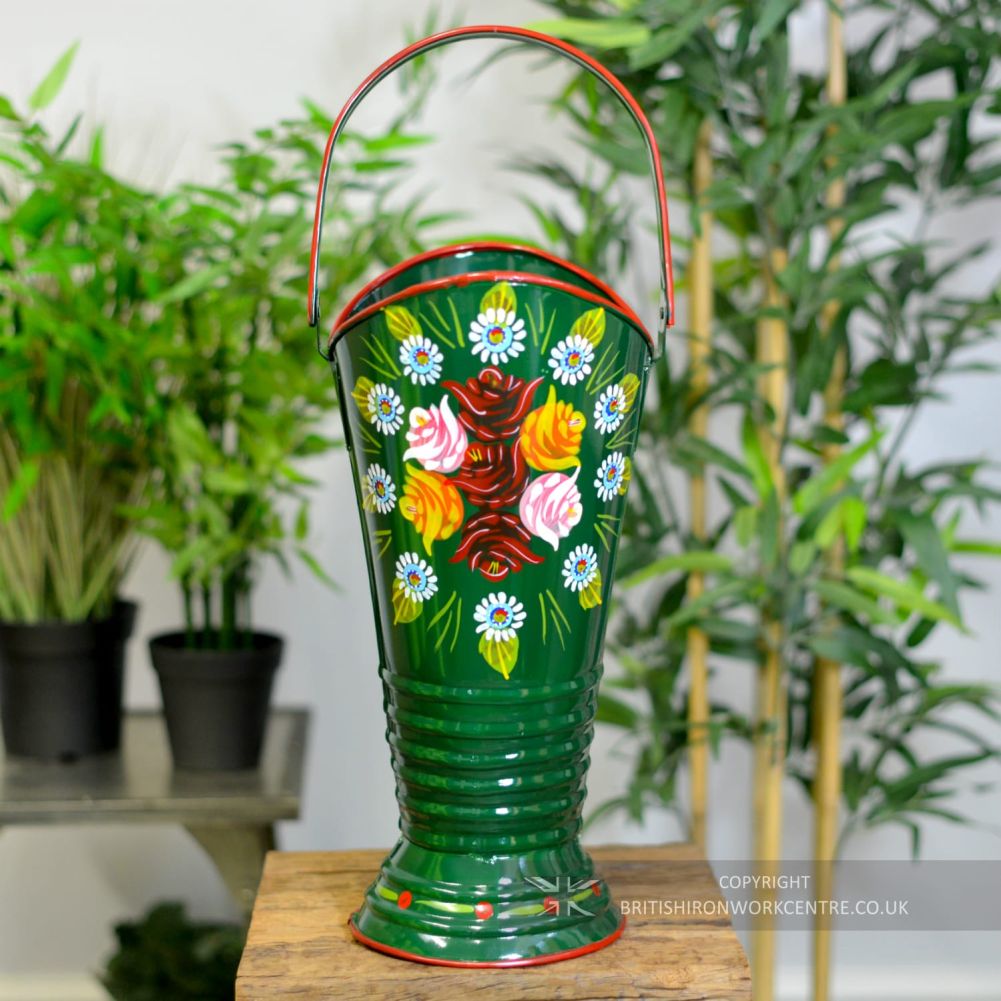 53cm Green Iron Hand Painted Narrowboat Umbrella Stand
