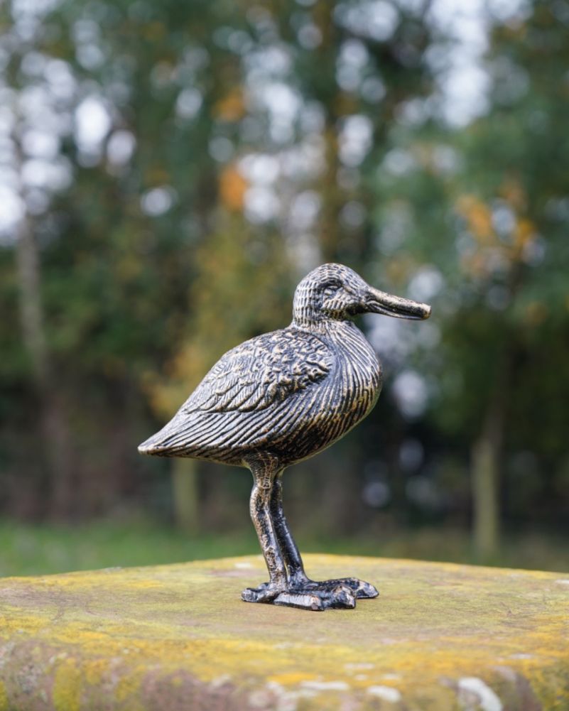 Medium Cast Aluminium Avocet 'Boris' Black & Gold Bird Garden Sculpture
