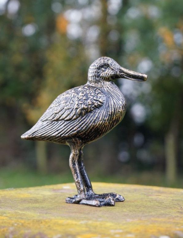 Medium Cast Aluminium Avocet 'Boris' Black & Gold Bird Garden Sculpture