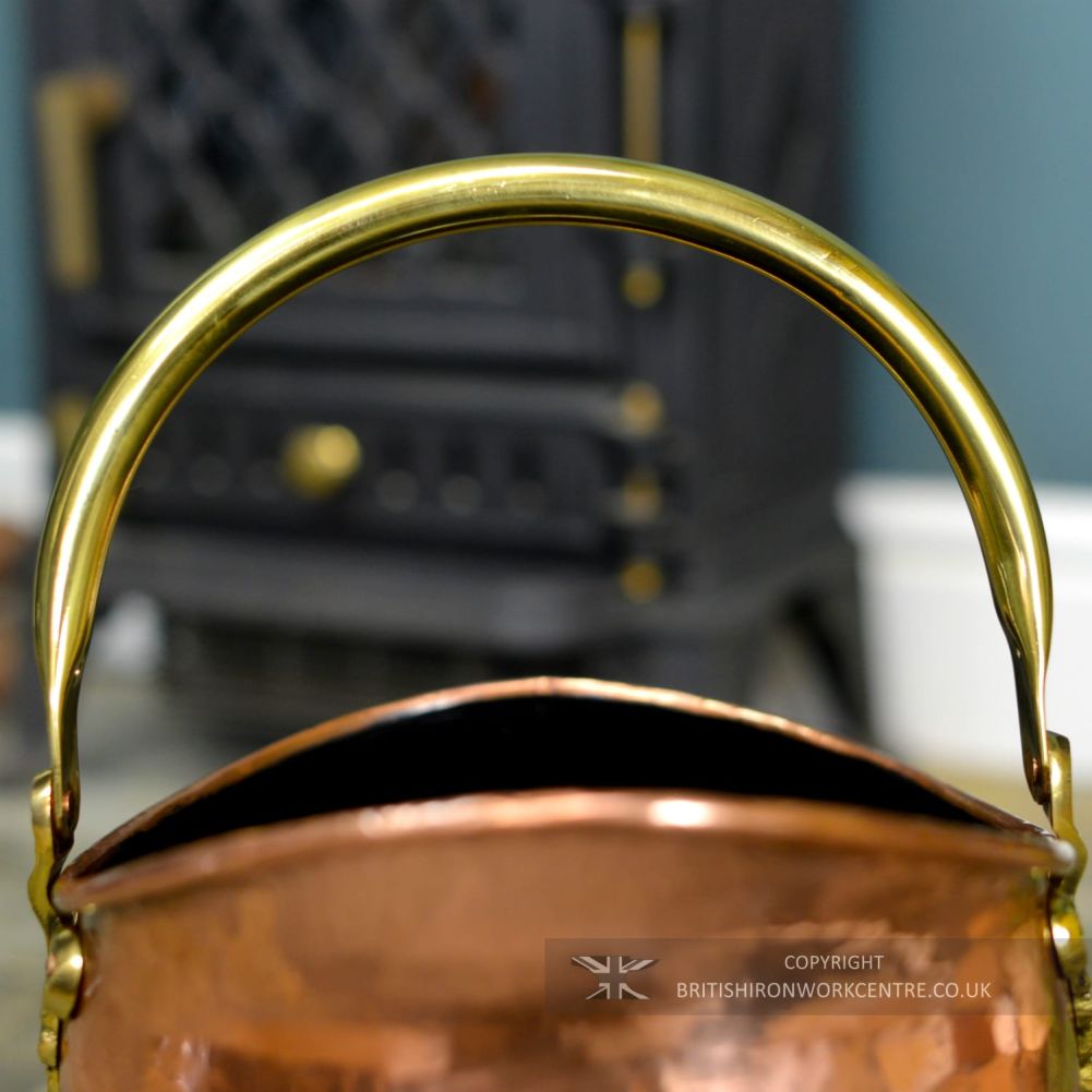 Medium Copper & Brass Fireplace Scuttle Handle