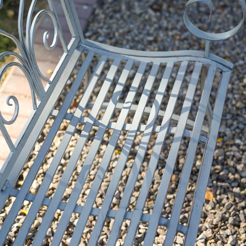 Metal Grey Garden Bench