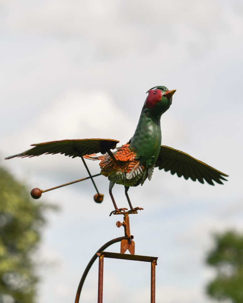Metal 'Phillip' Pheasant Spinner Garden Spike Side