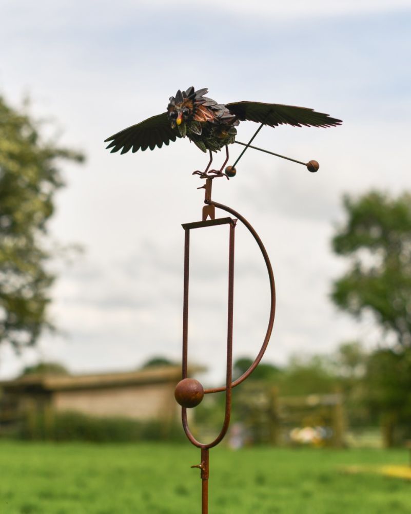 Metal Rocking Owl Lawn Spike 