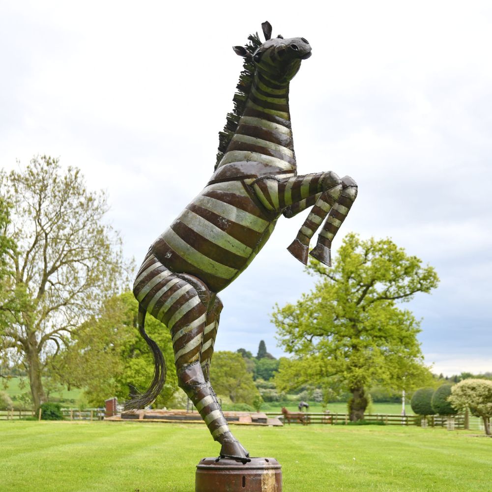 Recycled Metal Zebra Sculpture in Situ