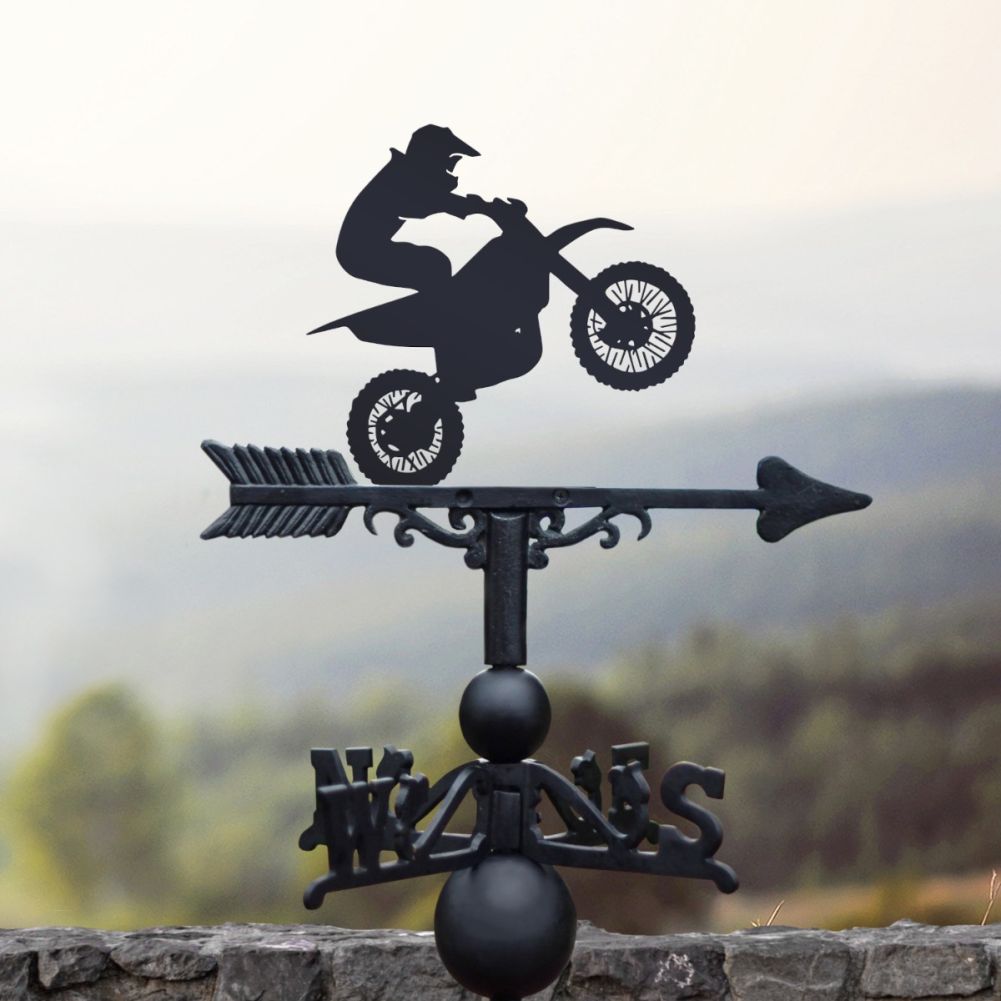 Miniature Dirt Bike Weathervane in the countryside