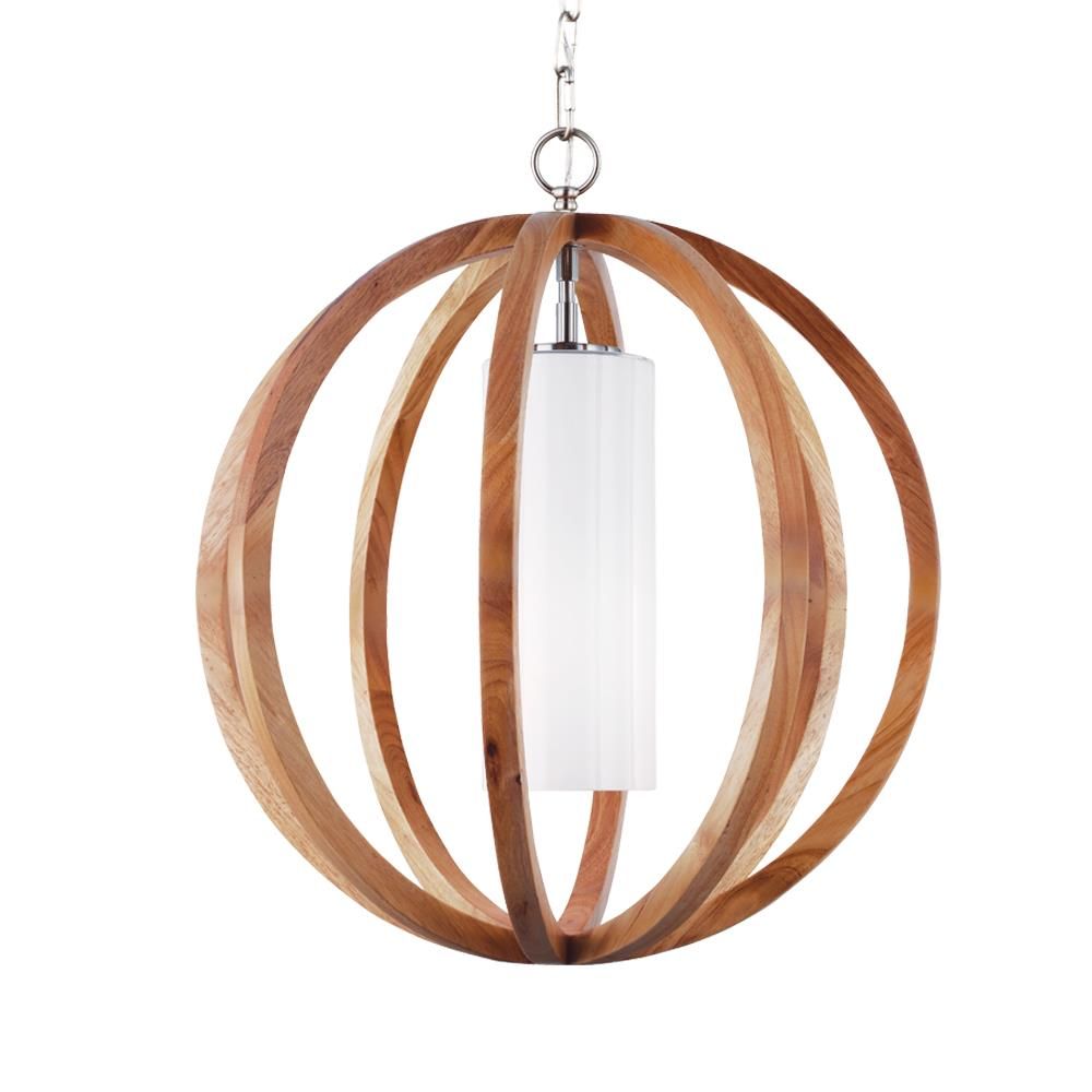 Modern Light Oak Wood 'Allier' Small Pendant Light Close Up