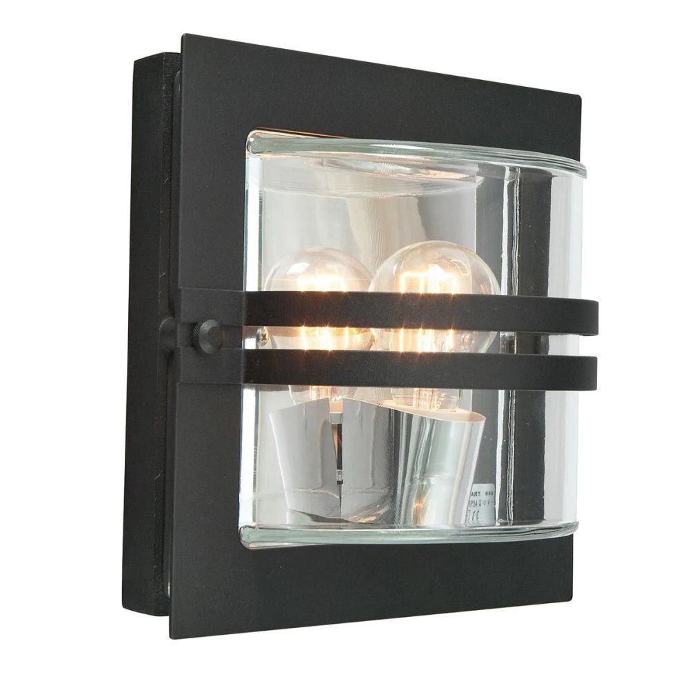 Modern Art Deco Black Barrett Garden Wall Light 