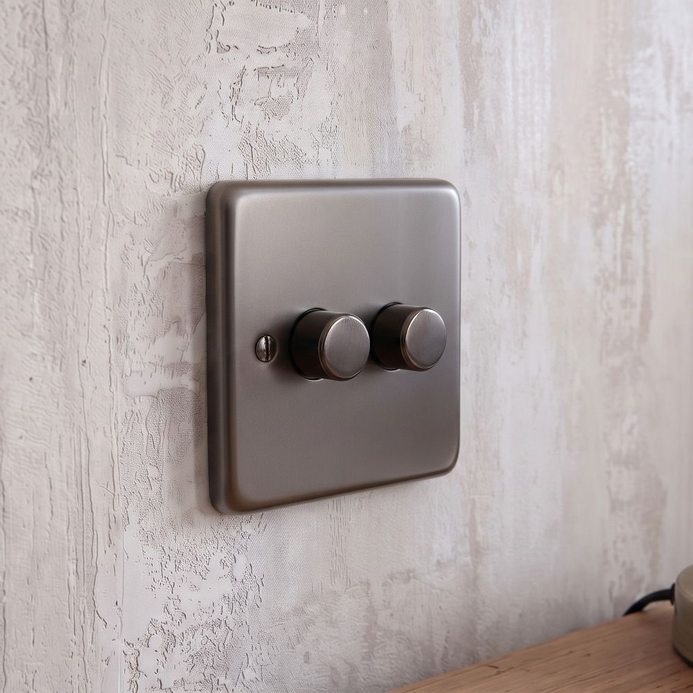 Modern Black Nickel Double Dimmer Switch Digital Illustration