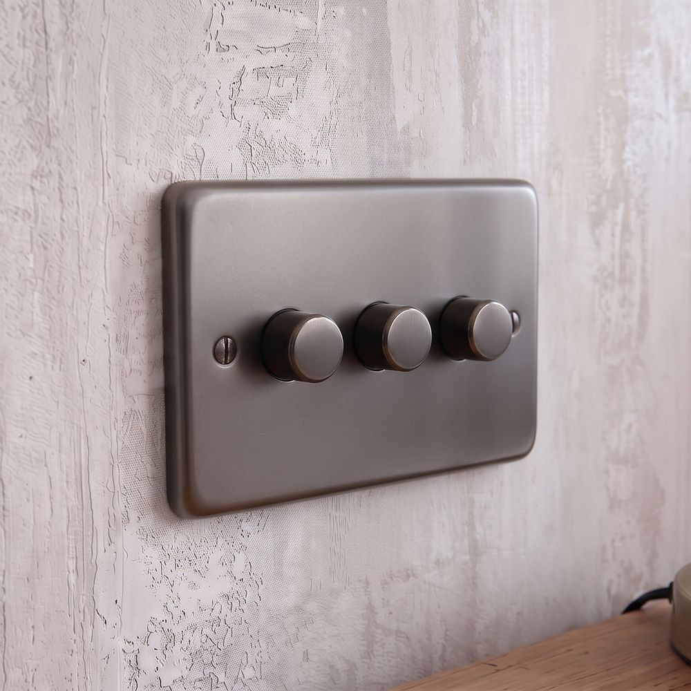 Modern Black Nickel Triple LED Dimmer Switch Digital Illustration