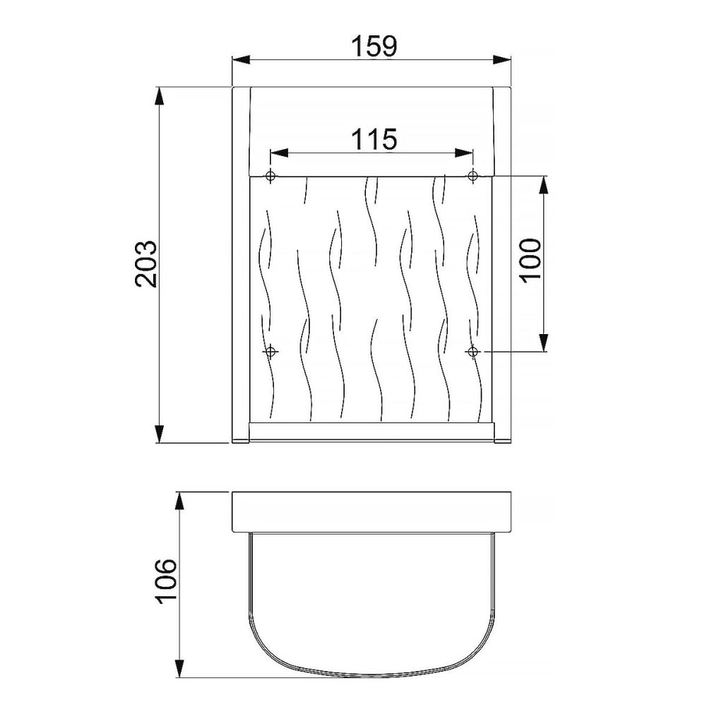 Modern Brushed Steel Outdoor 'Rivers' Flush Wall Light Dimensions