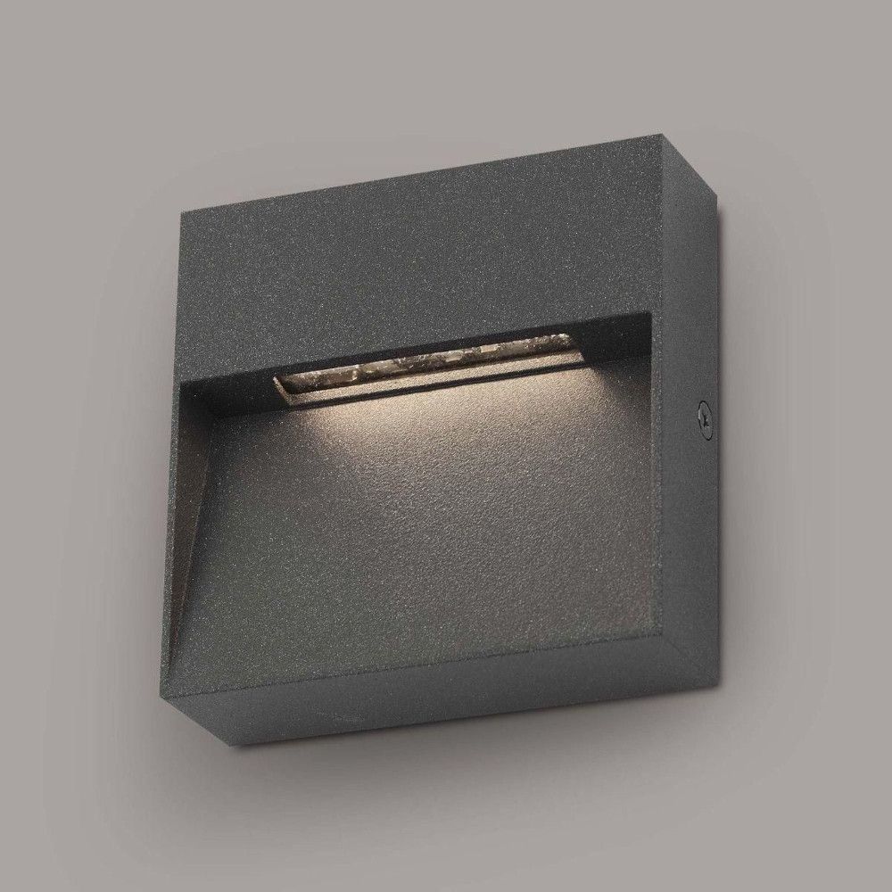 Modern Matte Grey 'Fishlock' Flush Wall Light On