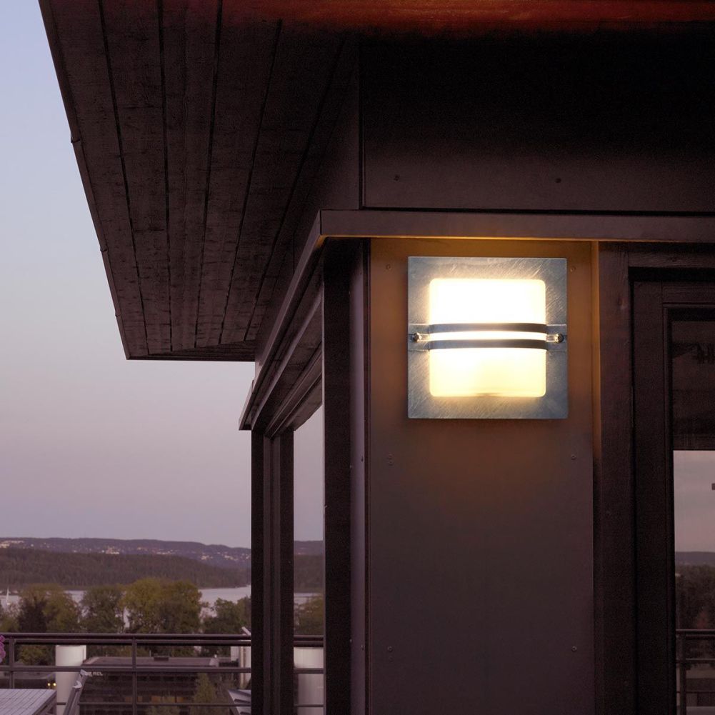 Modern Galvanised 'Stokesay' Garden Wall Light  On The Wall
