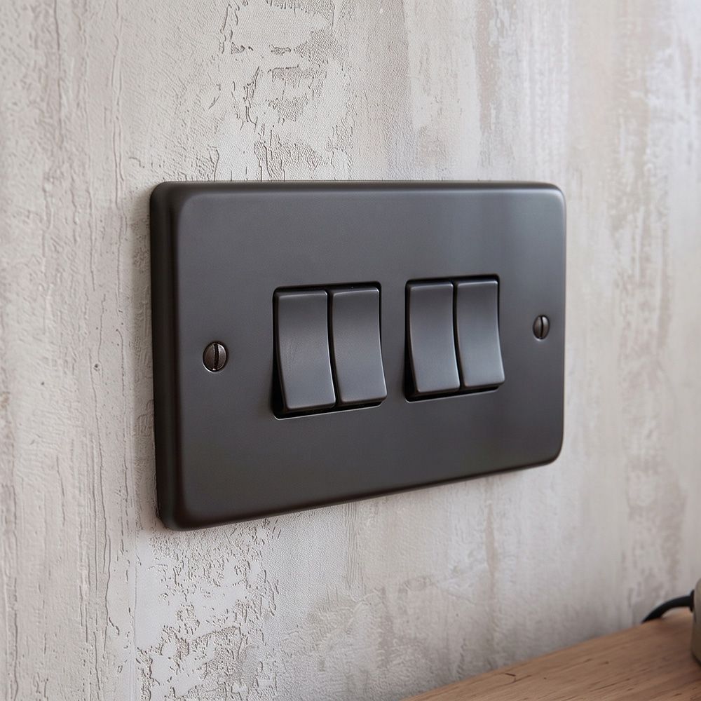 Modern Matt Black 10 Amp Quad Light Switch Digital Illustration