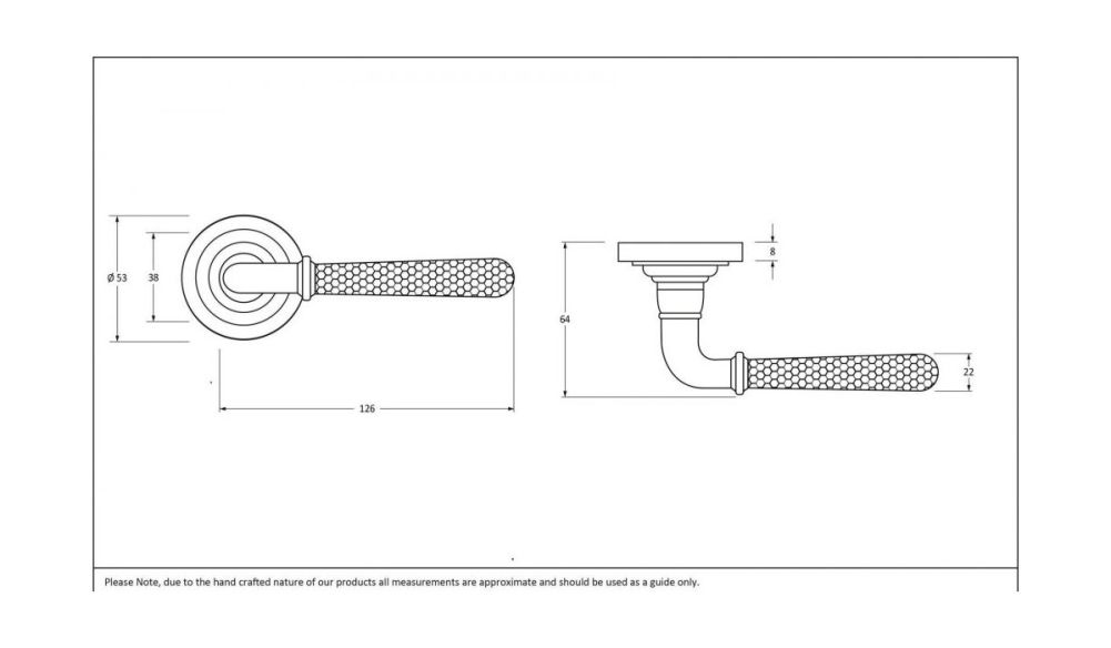 Modern Matte Black Hammered Door Handle On Art Deco Rose Dimensions