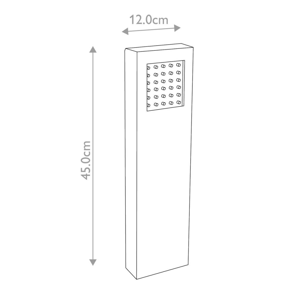 Modern Mini Double Sided Matte Silver 'Odell' Bollard Light Dimensions
