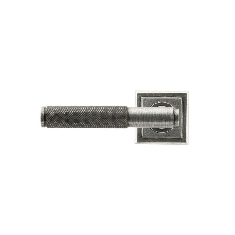 Modern Pewter Textured Lever Door Handle on Square Rose