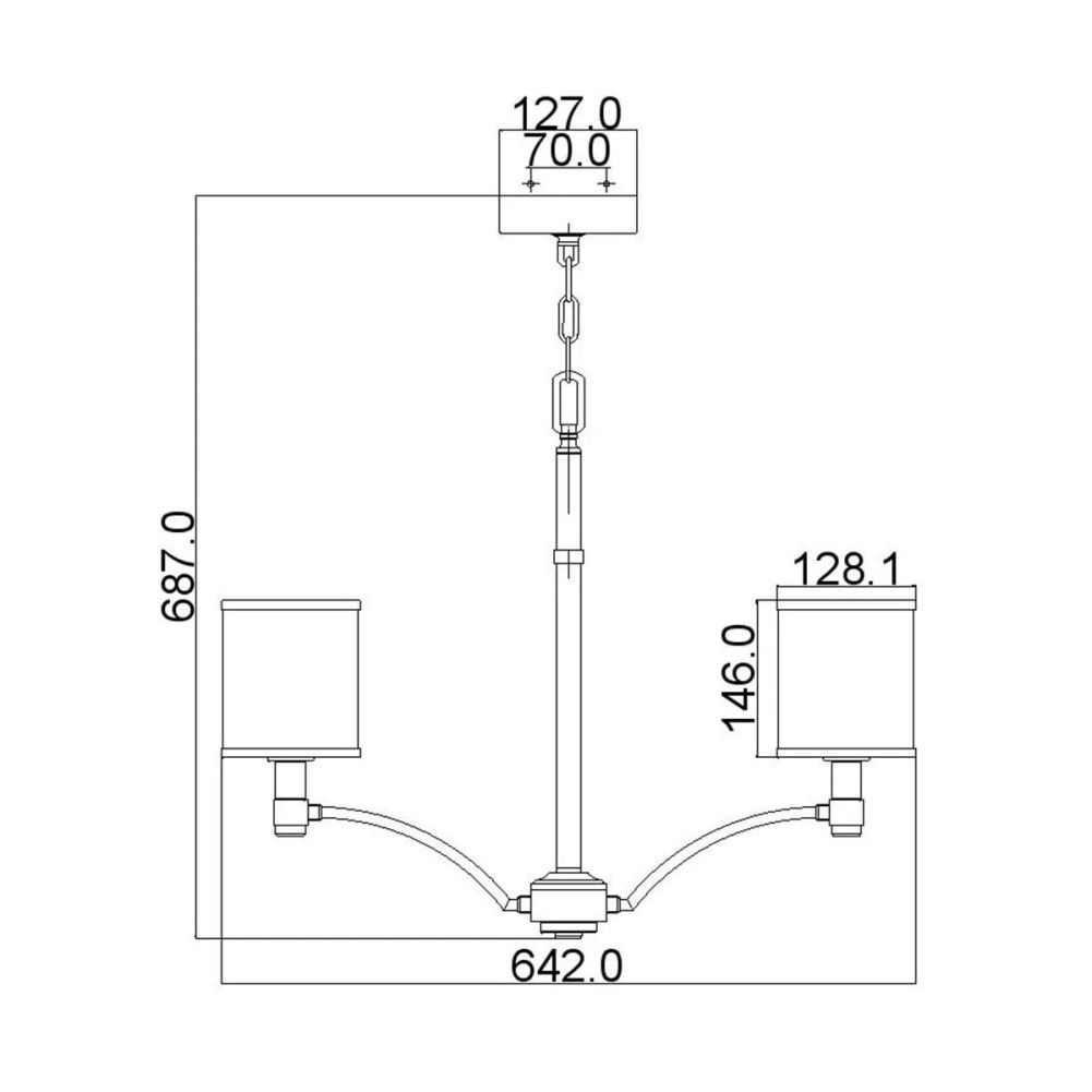 Modern 'Prospect Park' Five Light Chandelier Dimensions