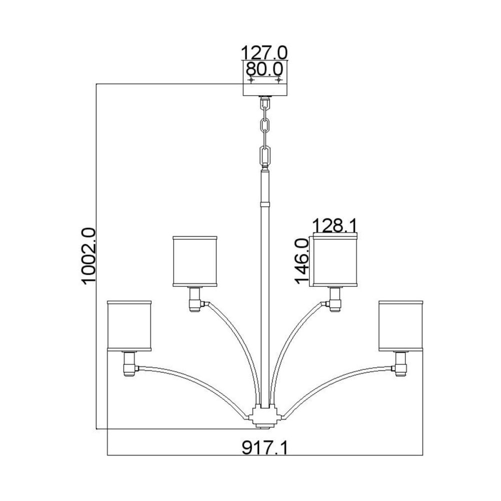 Modern 'Prospect Park' Nine Light Chandelier Dimensions