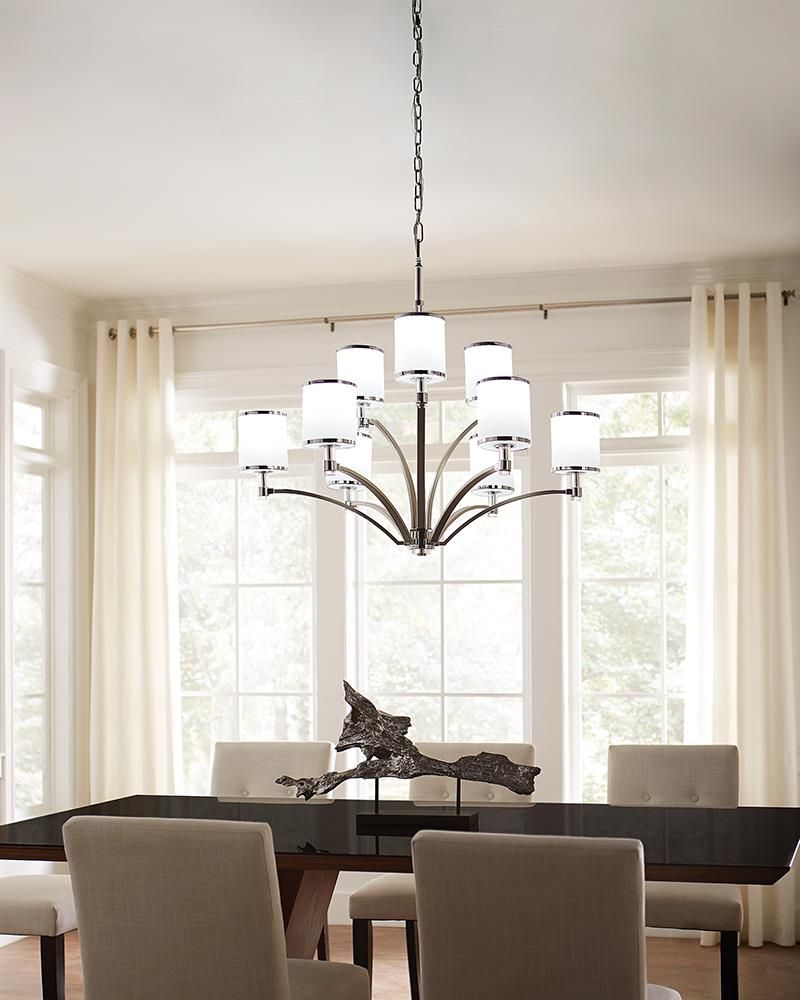 Modern 'Prospect Park' Nine Light Chandelier In The Home