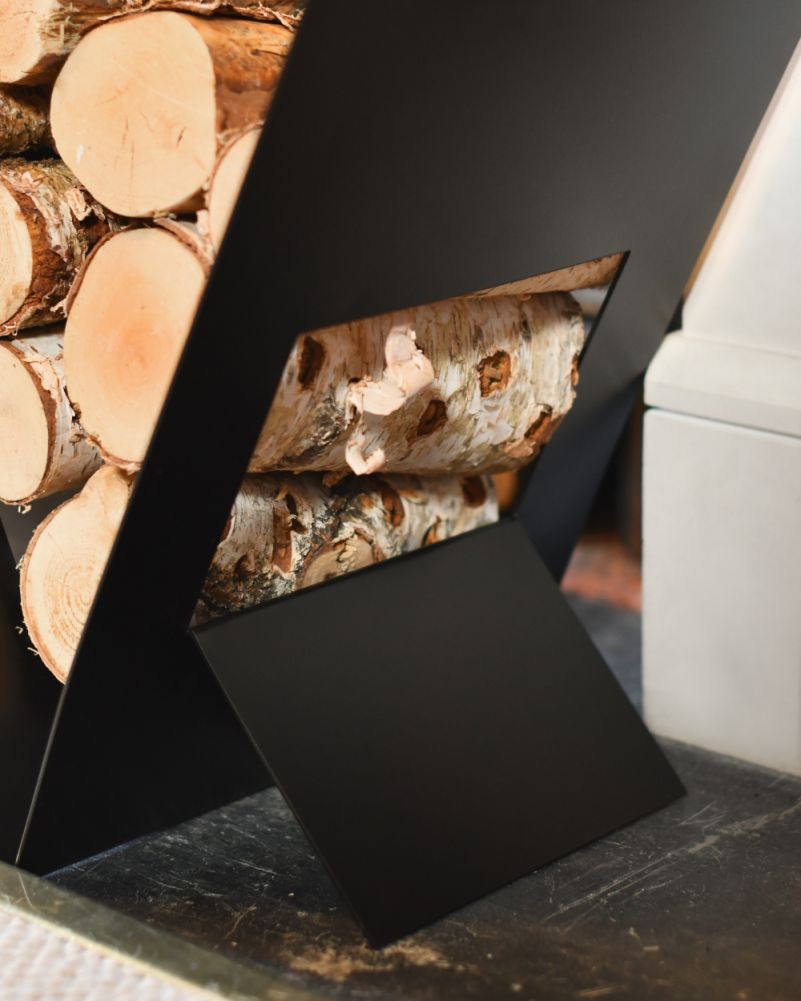 Close Up Of The Stand On The Modern 'Sandridge' Art Deco Log Holder