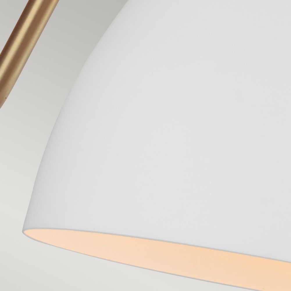 'Moderni' One Light Wall Light-Matte White & Burnished Brass Shade