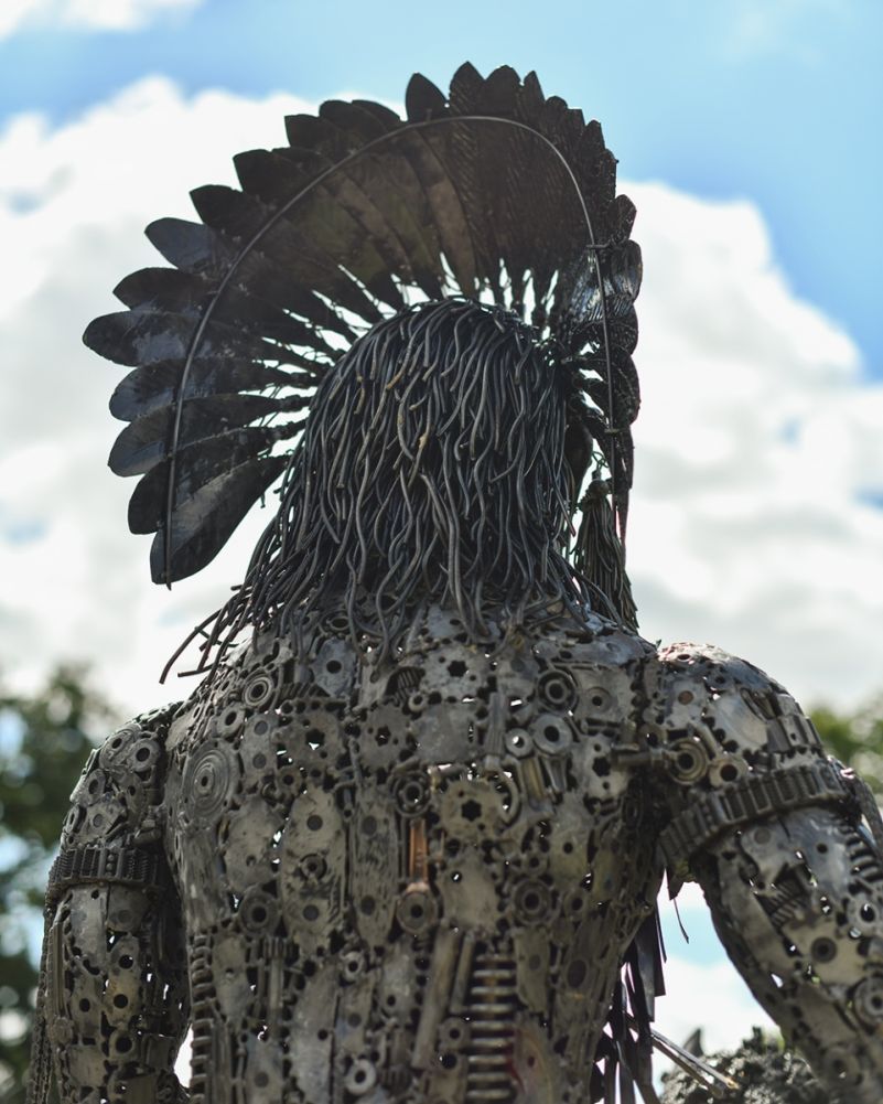 Back Of The Head From The Native American Horseback Chief Sculpture
