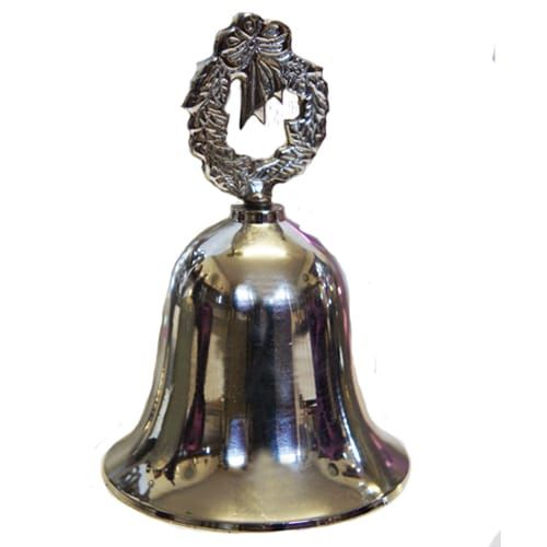 Winter Wreath Christmas Bell In Polished Nickel