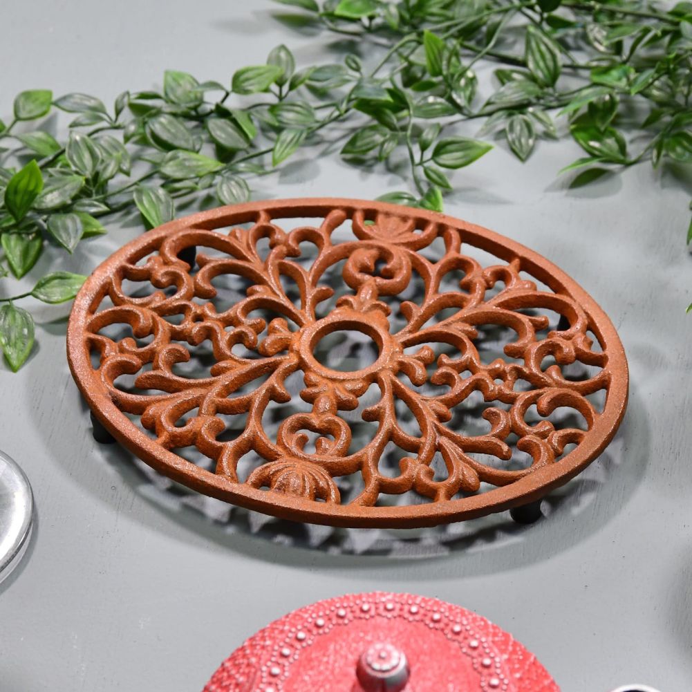 Heavy Duty Cast Iron Oval Trivet in Rustic finish