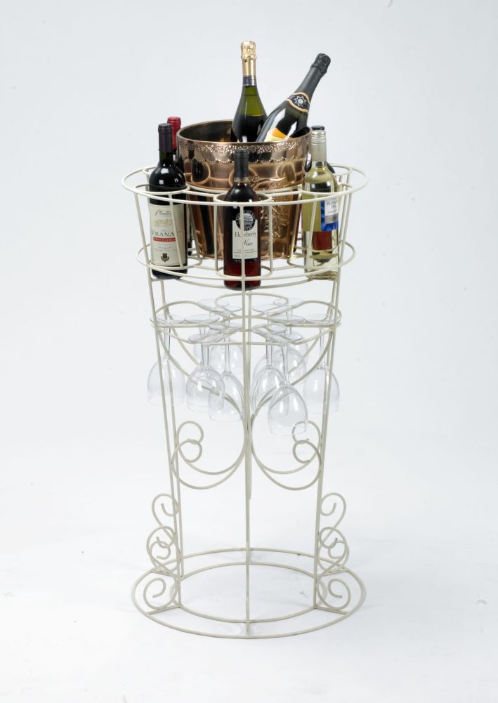 The 'Moscato' Deluxe Glass & Bottle Rack In Cream