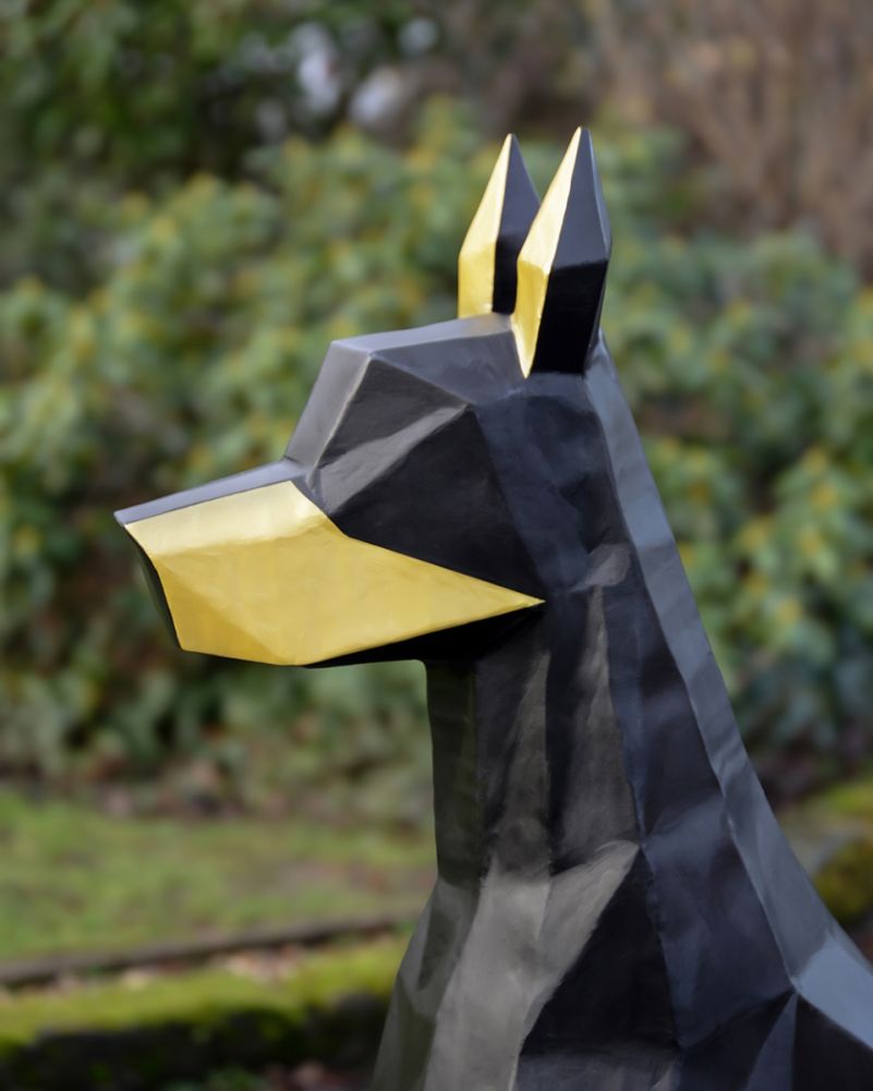 'Onyx' The Doberman Recycled Oil Drum Sculpture - Sitting Face