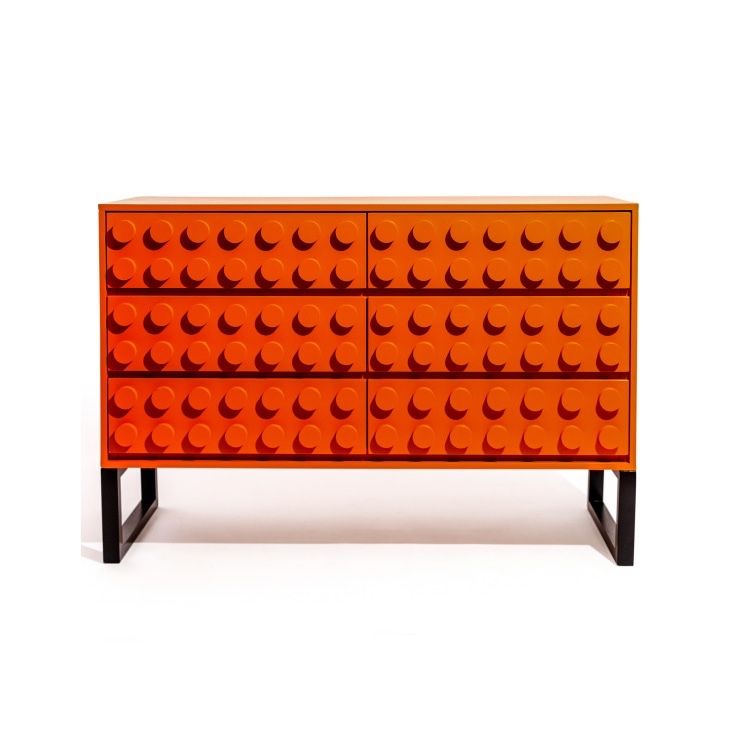 Orange Brick Collection Chest of Drawers - 6 Drawer Unit
