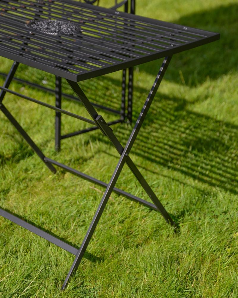 Close Up of The Table From The Ornate Ashcroft Wrought Iron Garden Arbour