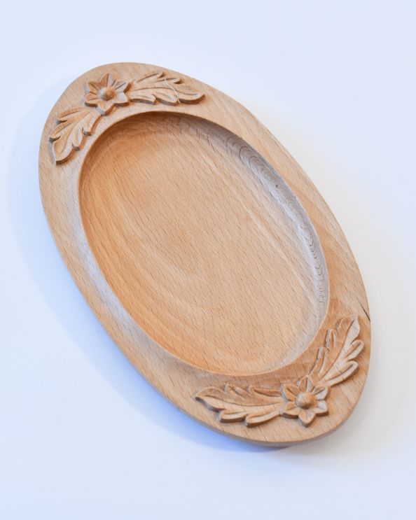Ornate Beechwood Tray - Leafy Bloom