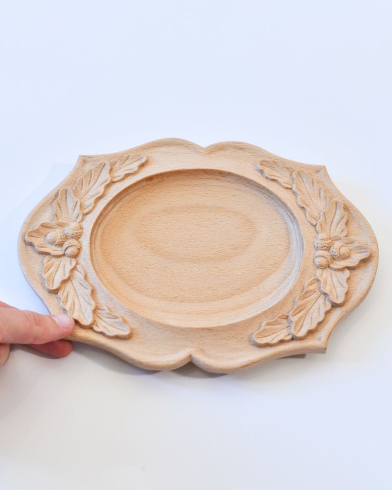 Ornate Beechwood Tray - The Acorn To Scale