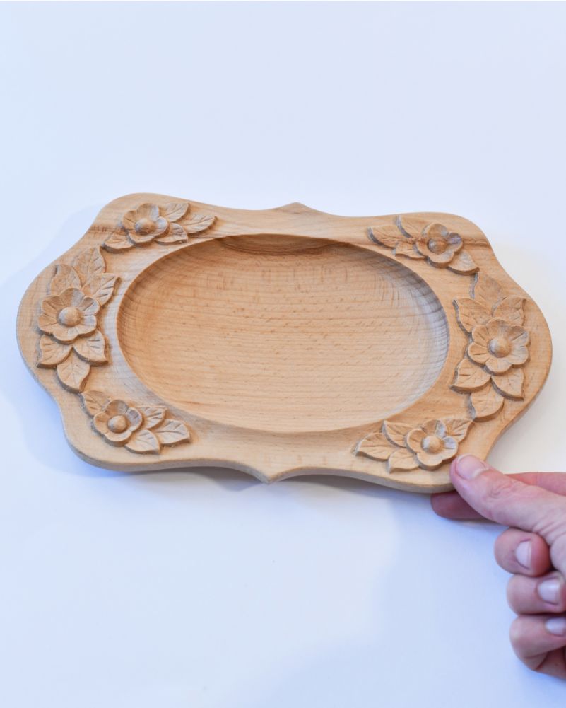 Ornate Beechwood Tray - Floral Blossom To Scale